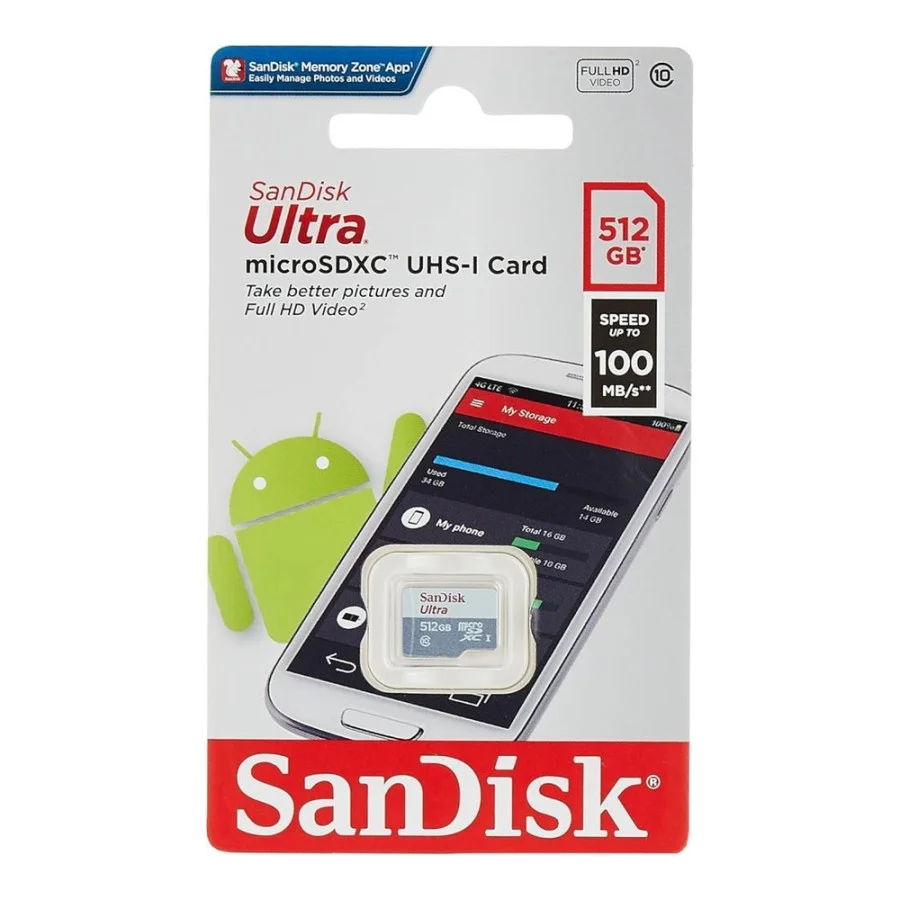 SanDisk 512 GB microSDXC UHS-I U1 V30 A2 Ultra (SDSQUNR-512G-GN3MN)