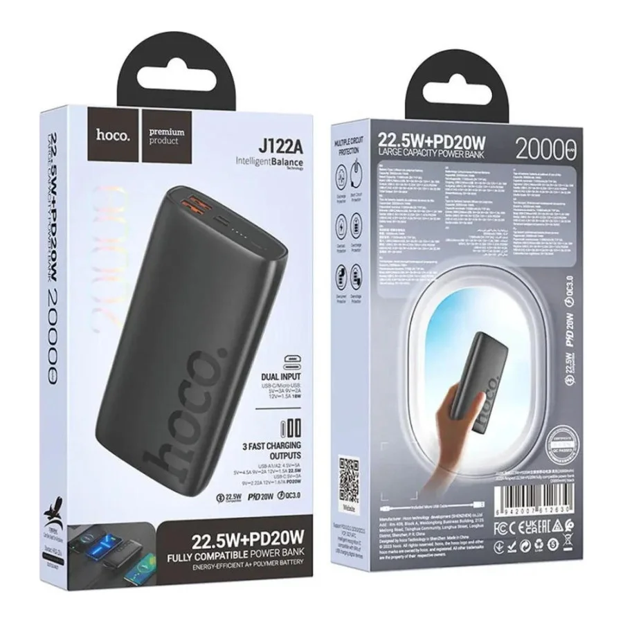 Hoco J122A Respect 20000mAh 22.5W Black