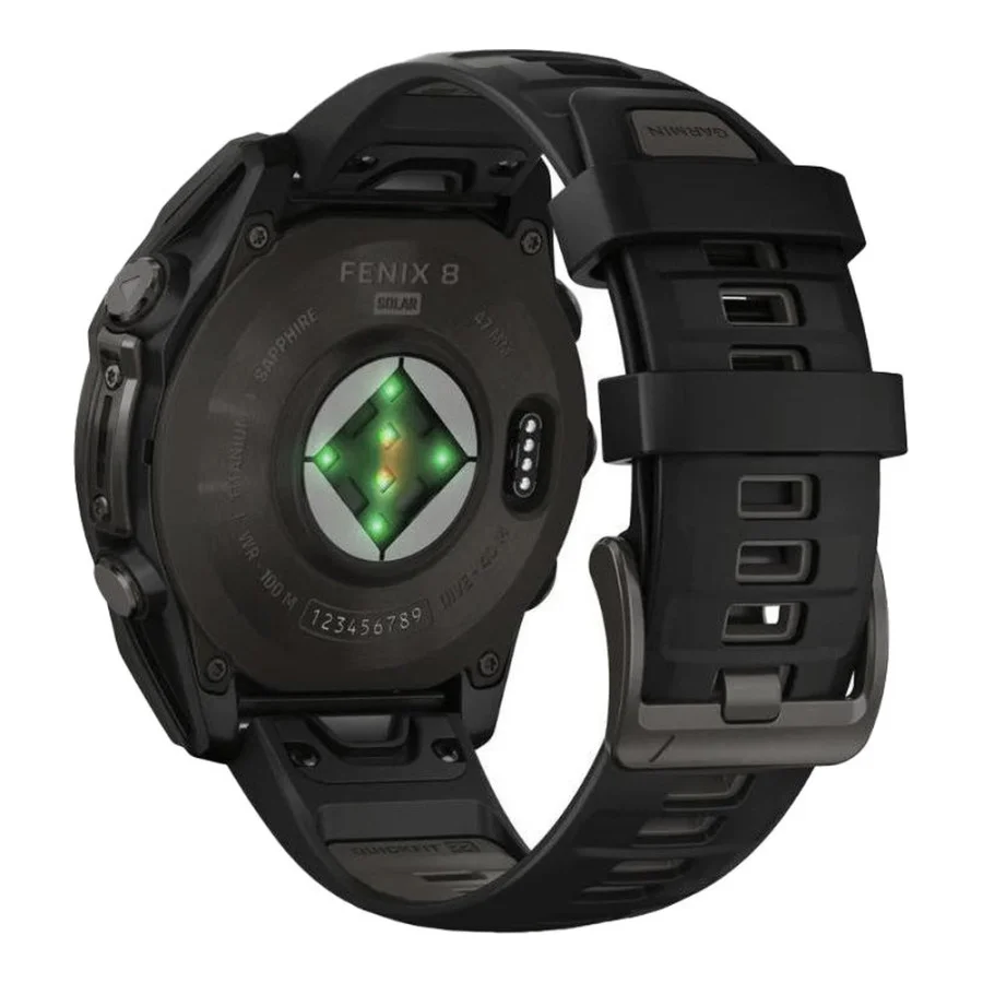 Garmin Fenix 8 47mm Solar Sapphire Carbon Gray DLC Titanium w. Black/Pebble Gray S. Band (010-02906-10/11/70)