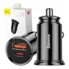 Baseus USB Car Charger USB 3.0 + USB-C 30W Black (CCALL-YS01)
