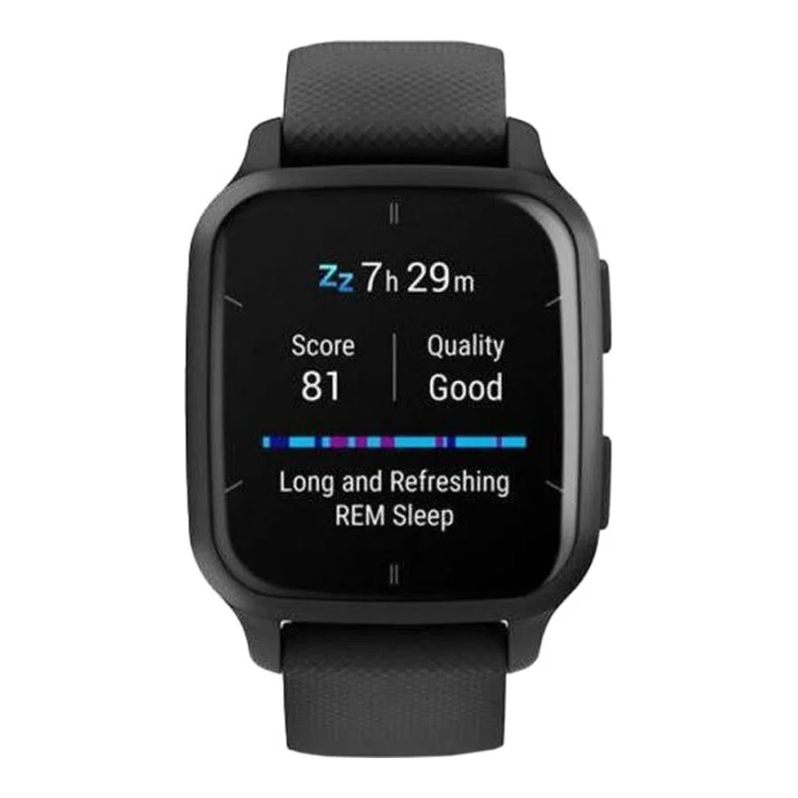 Garmin Venu Sq 2 – Music Edition Slate Aluminum Bezel with Black Case and Silicone Band (010-02700-00/10/80)