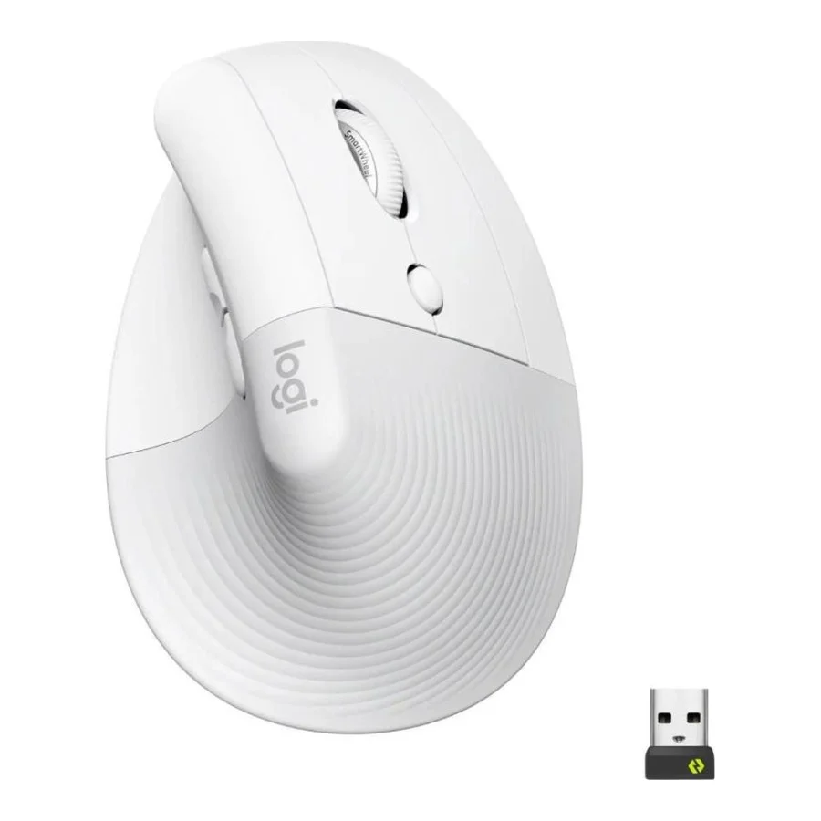 Logitech Lift Vertical Ergonomic Mouse Off-White (910-006475, 910-006480, 910-006486)