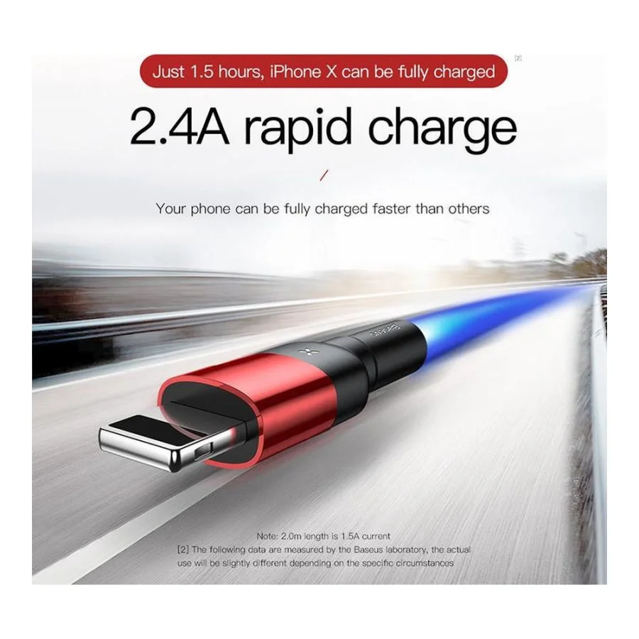 Baseus Cafule Cable special edition USB For iP 2.4A 1м Grey+Black (CALKLF-GG1)