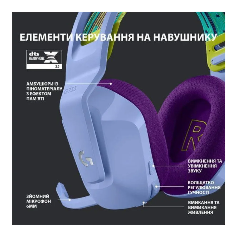 Logitech G733 Lightspeed Wireless RGB Lilac (981-000893)