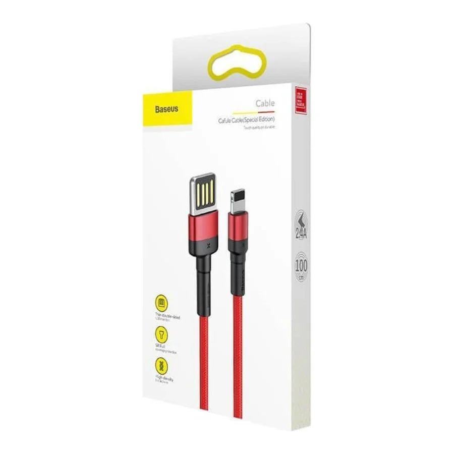 Baseus Cafule Cable special edition USB For iP 2.4A 1м Grey+Black (CALKLF-GG1)