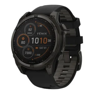 Garmin Fenix 8 47mm Solar Sapphire Carbon Gray DLC Titanium w. Black/Pebble Gray S. Band (010-02906-10/11/70)