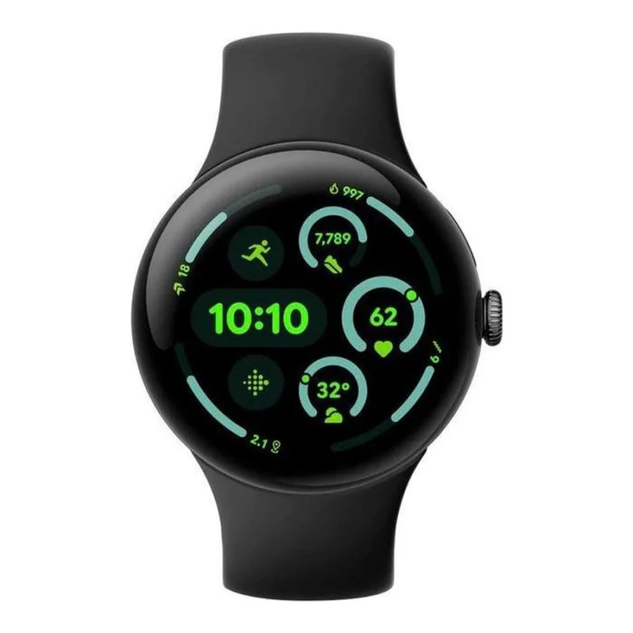 Google Pixel Watch 3 45 mm Wi-Fi Matte Black Aluminum Case/Obsidian Active Band