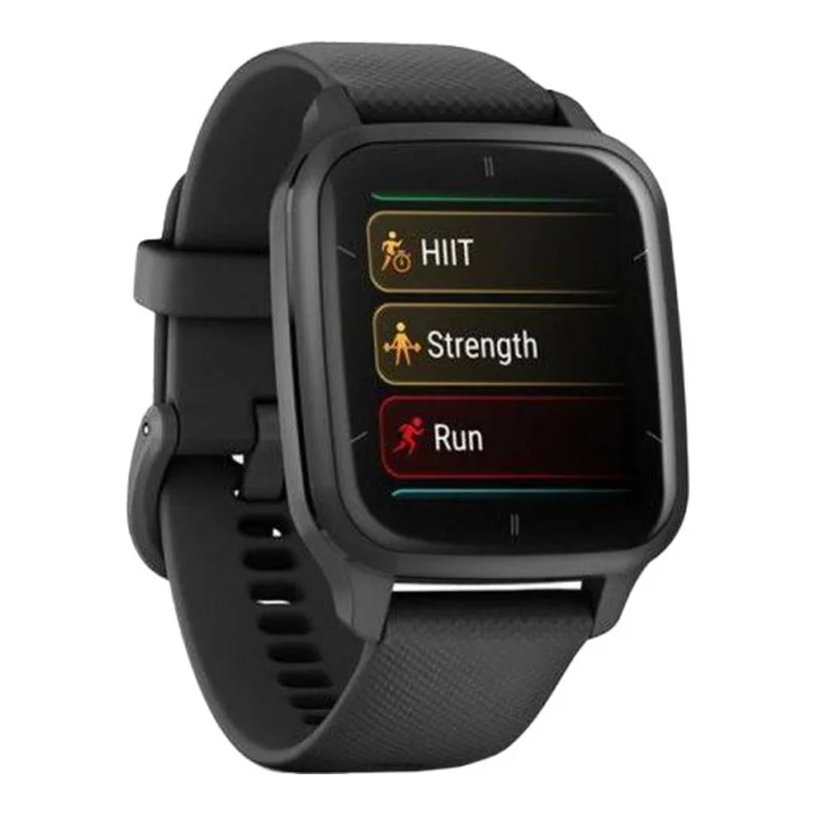 Garmin Venu Sq 2 – Music Edition Slate Aluminum Bezel with Black Case and Silicone Band (010-02700-00/10/80)
