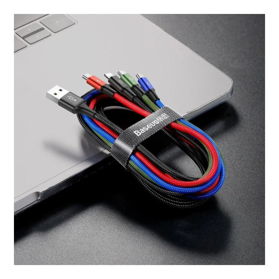 Baseus Rapid 4-in-1 USB-A to 2xUSB-C/Lightning/Micro-USB 1.2m Black (CA1T4-B01)