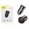 Baseus USB Car Charger USB 3.0 + USB-C 30W Black (CCALL-YS01)