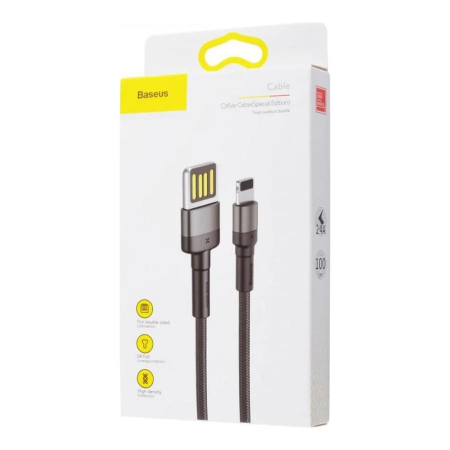 Baseus Cafule Cable special edition USB For iP 2.4A 1м Grey+Black (CALKLF-GG1)