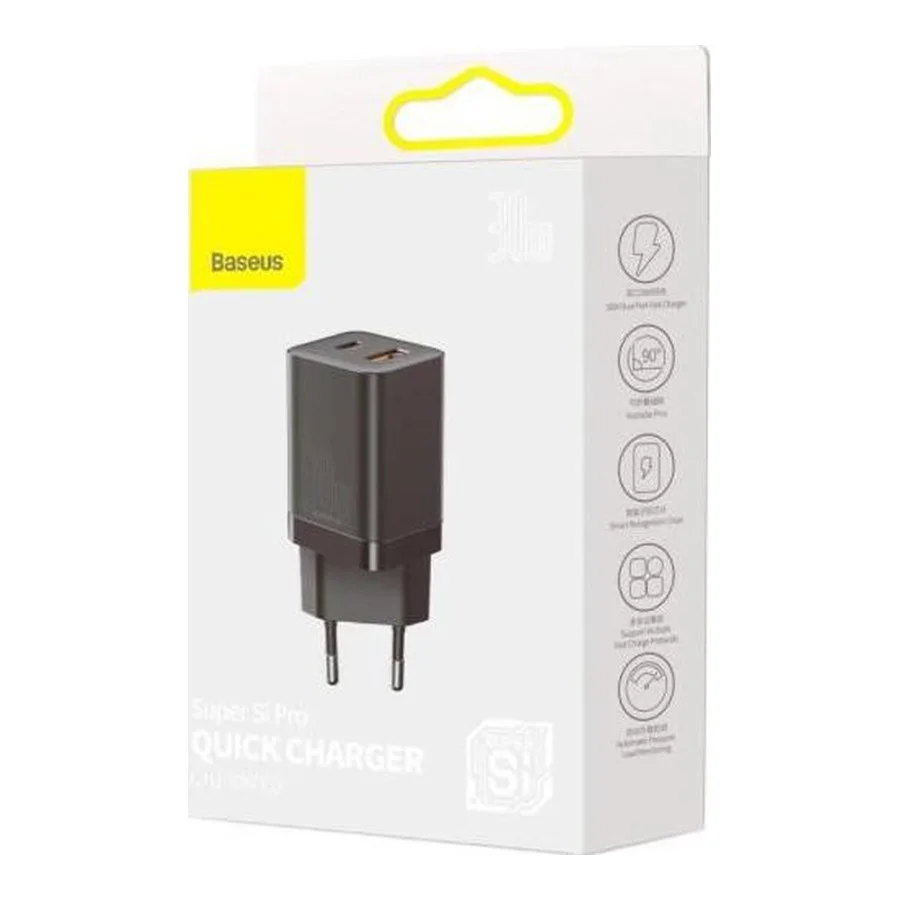 Baseus Super Si Pro Quick Charger USB/Type-C 30W Black (CCSUPP-E01)