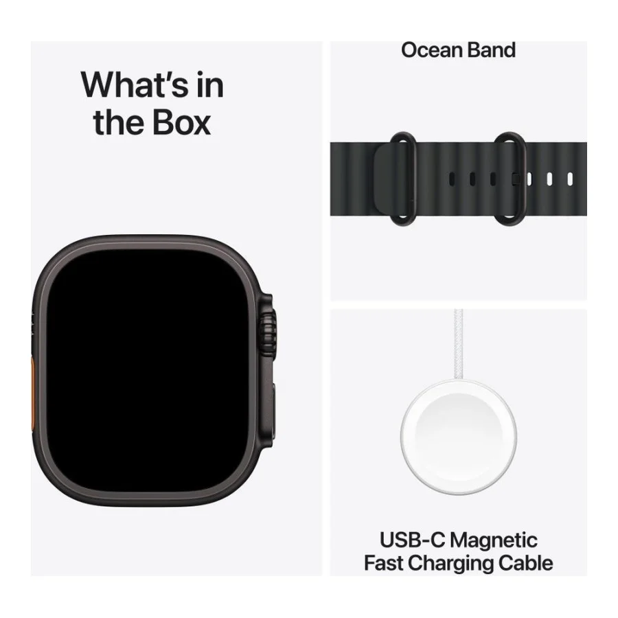Apple Watch Ultra 3 GPS + Cellular 49mm Black Tit. Case w. Black Ocean Band (MF0J4)