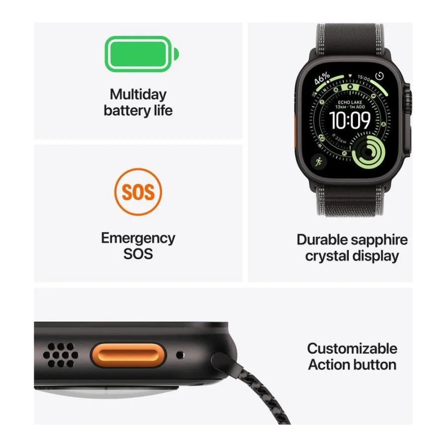 Apple Watch Ultra 3 GPS + Cellular 49mm Black Tit. Case w. Black Ocean Band (MF0J4)