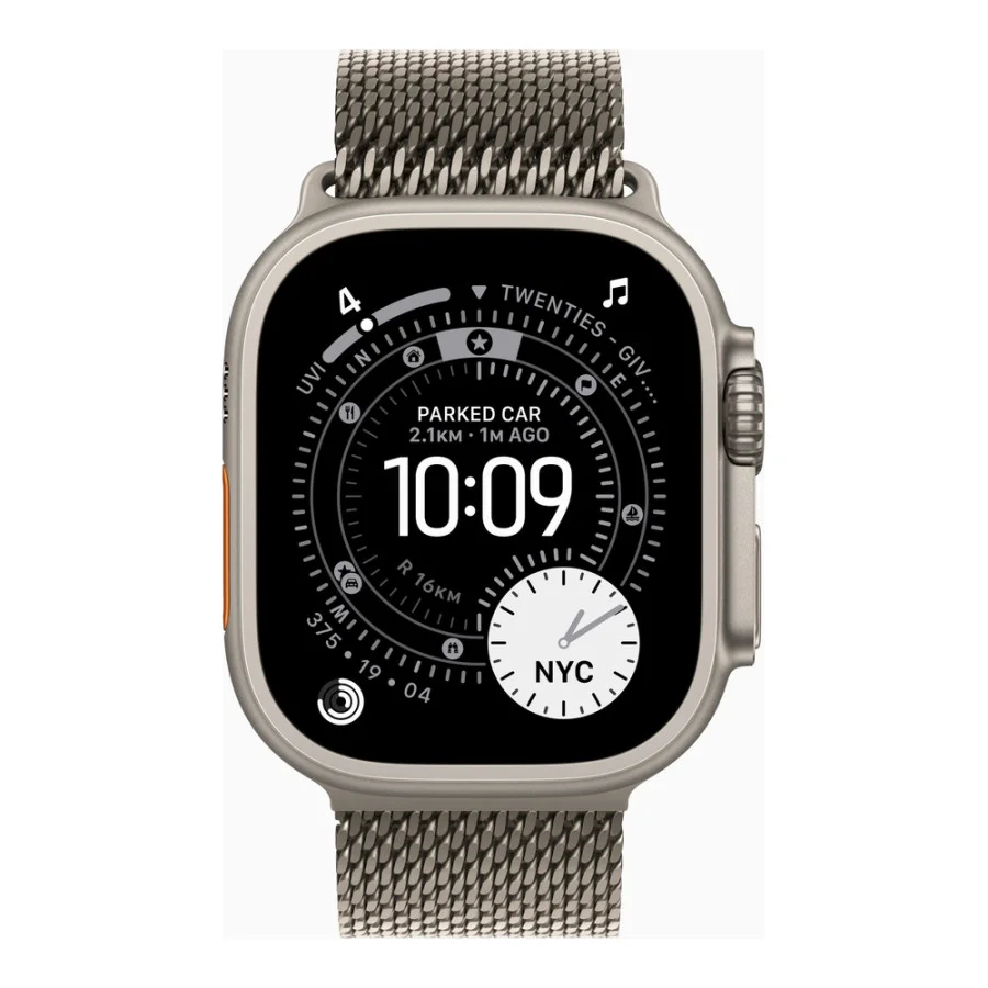 Apple Watch Ultra 3 GPS + Cellular 49mm Natural Tit. Case w. Natural Tit. Milanese Loop - Medium (MEWY4)