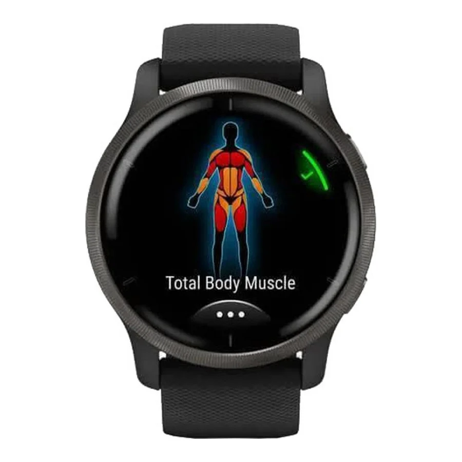 Garmin Venu 2 Slate Stainless Steel Bezel with Black Case and Silicone Band (010-02430-11/01)