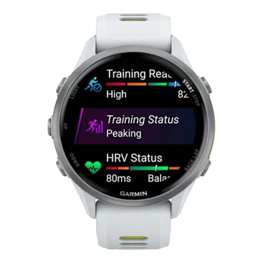 Garmin Forerunner 970 Titanium w. Whitestone Case and Whitestone/T. Amp Yellow Band (010-02969-01/11/61)