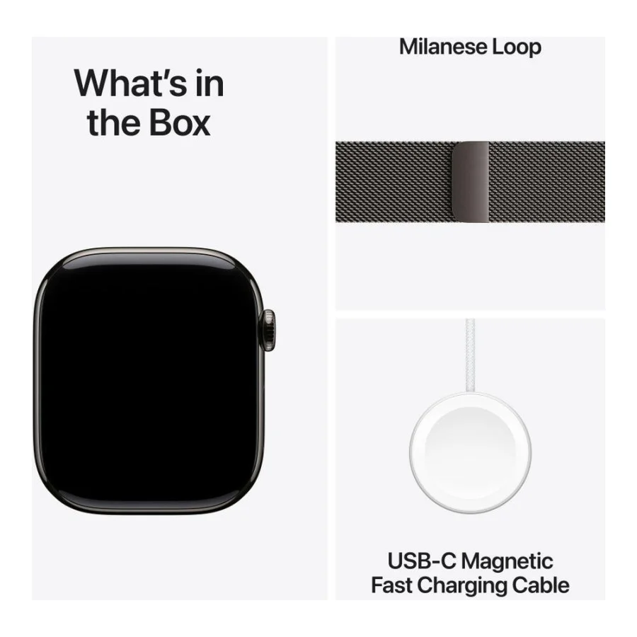 Apple Watch Series 11 GPS + Cellular 46mm Slate Tit. Case w. Slate Milanese Loop - M/L (MFD44)