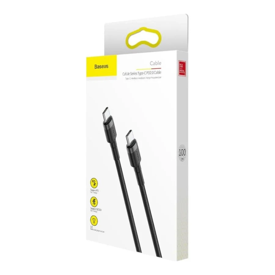 Baseus Cafule PD2.0 60W flash charging USB Type-C 20V 3A 1M Grey+Black (CATKLF-GG1)