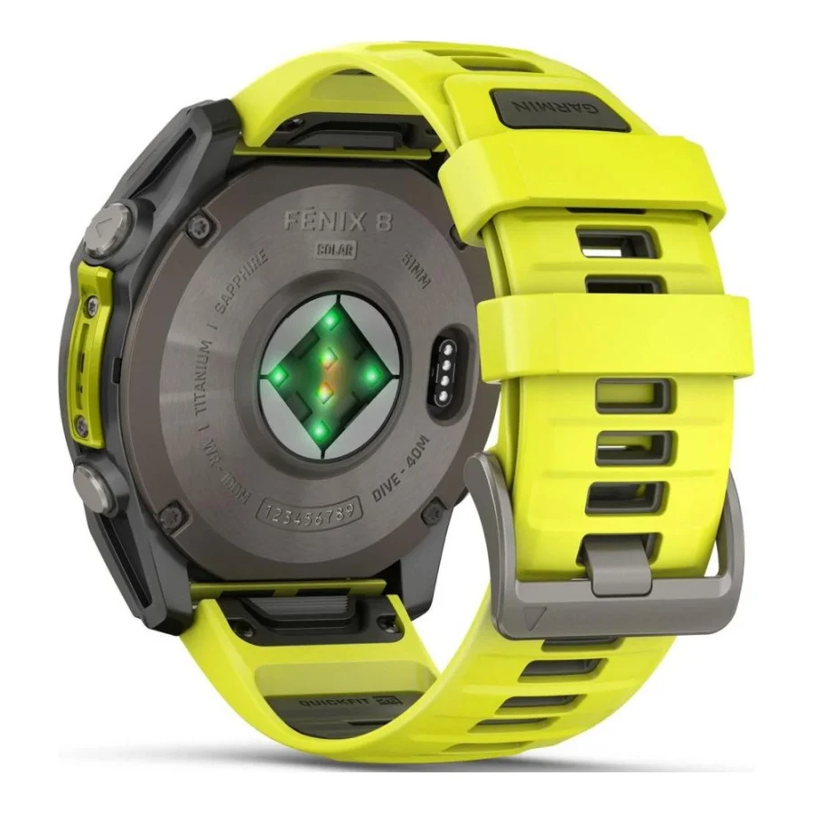 Garmin Fenix 8 47mm Solar Sapphire Titanium w. Amp Yellow/Graphite Silicone Band (010-02906-20/21)