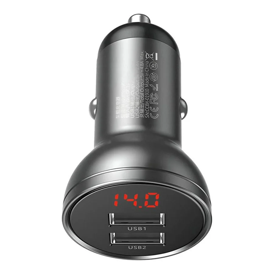 Baseus Digital Display Dual USB 24W Gray (CCBX-0G)