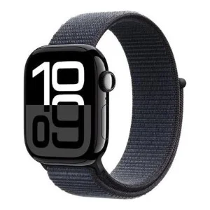 Apple Watch Series 10 GPS + Cellular 46mm Jet Black Aluminum Case w. Ink Sport Loop (MWY53)