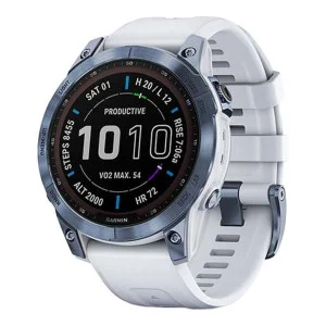Garmin Fenix 7 Sapphire Solar Mineral Blue DLC Titanium with Whitestone Band (010-02540-24/25)