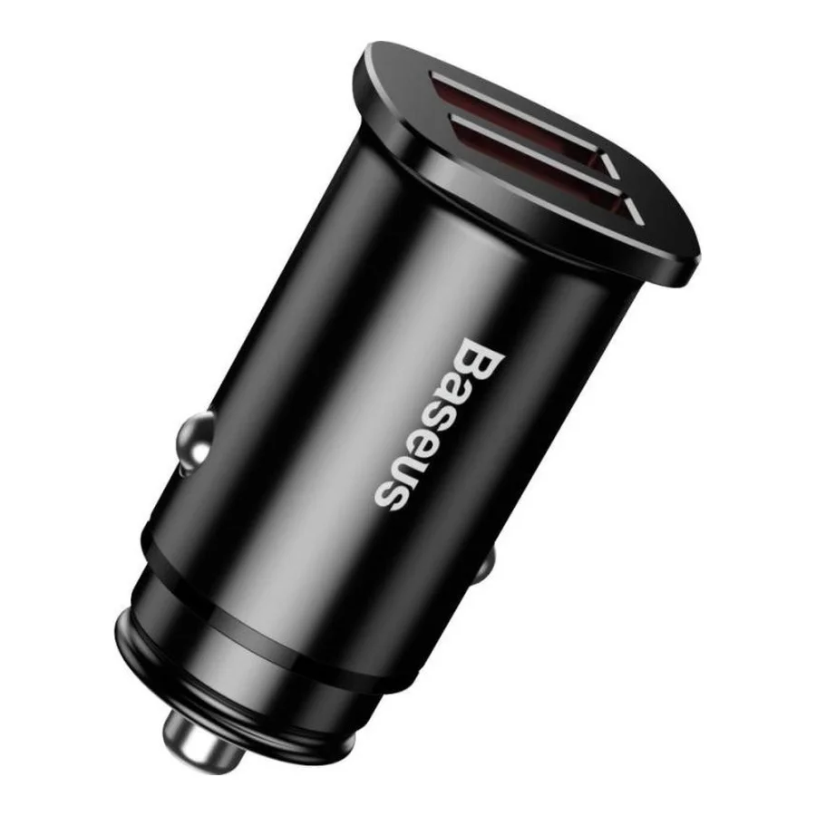 Baseus USB Car Charger Square Metal Quick Charger 3.0 2xUSB 30W Black (CCALL-DS01)
