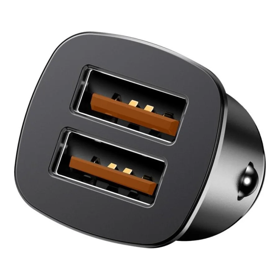 Baseus USB Car Charger Square Metal Quick Charger 3.0 2xUSB 30W Black (CCALL-DS01)