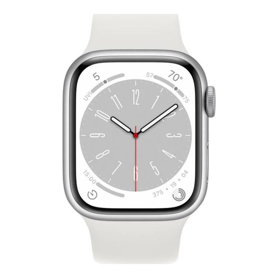 Apple Watch Series 8 GPS 45mm Silver Aluminum Case with White S. Band - M/L (MP6N3, MP6Q3)