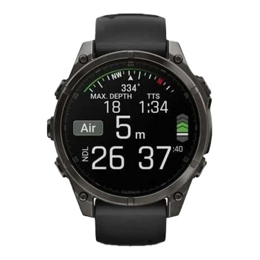 Garmin Fenix 8 43mm AMOLED Sapphire Carbon Gray DLC Tit. w. Black/Pebble Gray S. Band (010-02903-20/21/28)