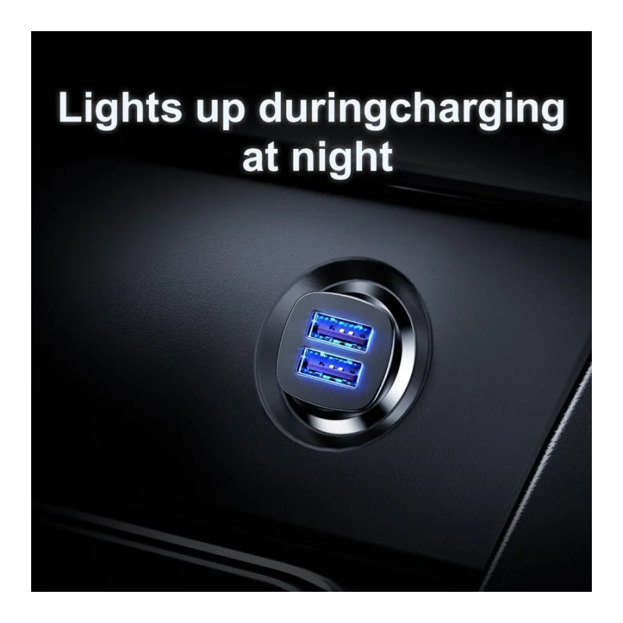 Baseus USB Car Charger Square Metal Quick Charger 3.0 2xUSB 30W Black (CCALL-DS01)