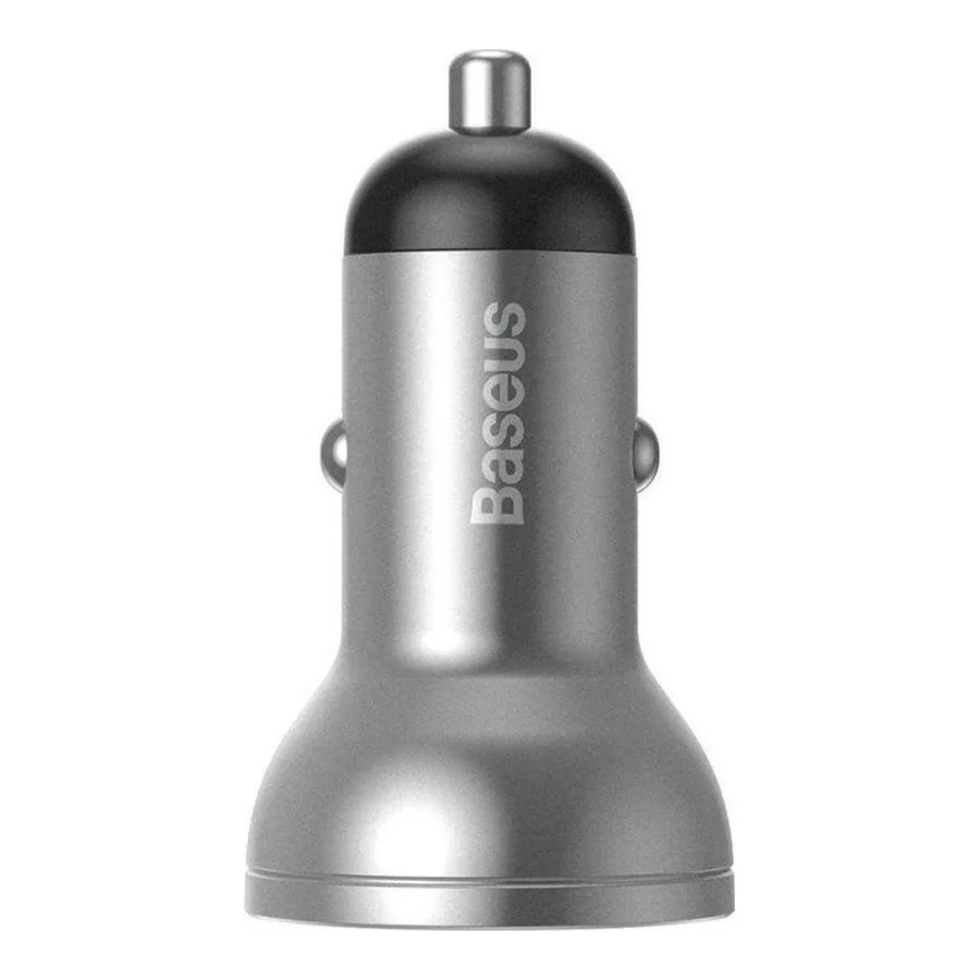Baseus Digital Display Dual USB Car Charger Silver (CCBX-0S)
