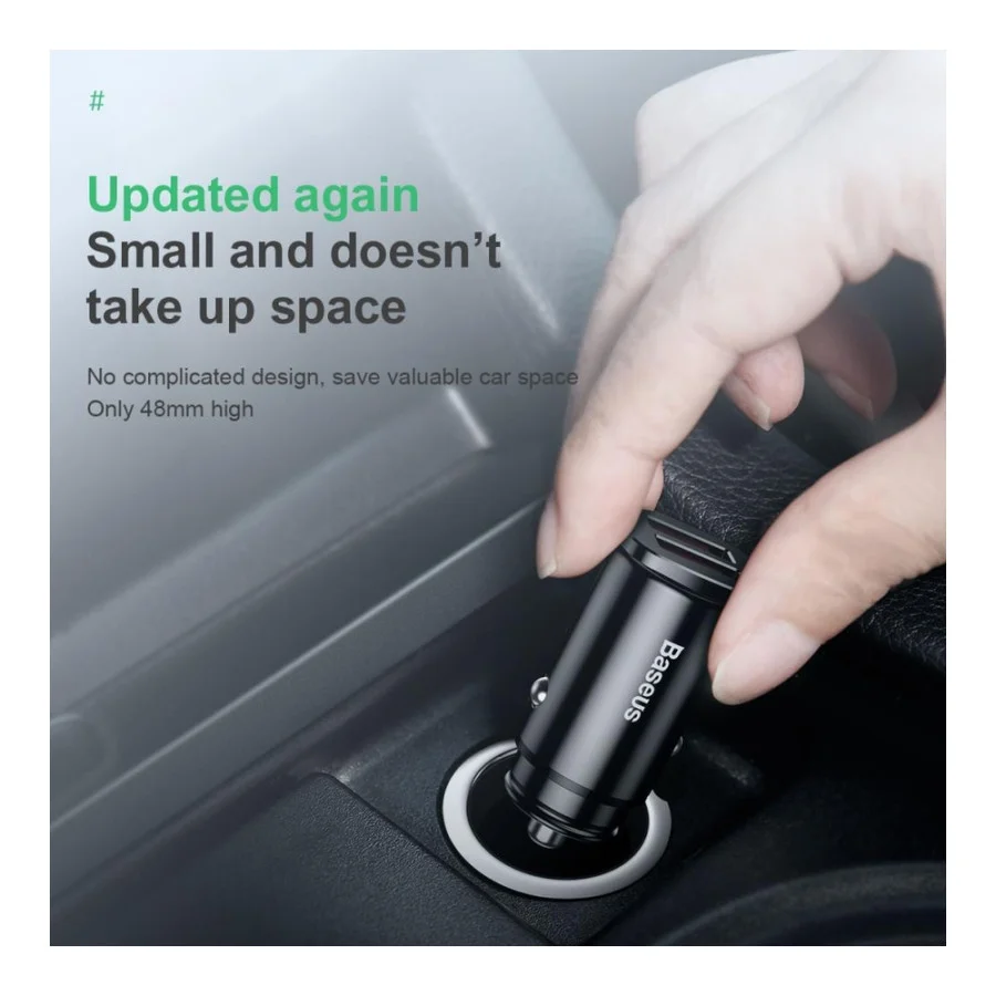 Baseus USB Car Charger Square Metal Quick Charger 3.0 2xUSB 30W Black (CCALL-DS01)