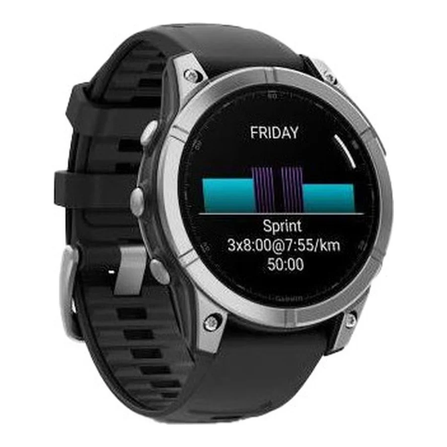 Garmin Fenix E 47mm AMOLED Stainless Steel with Black Silicone Band (010-03025-02/00)