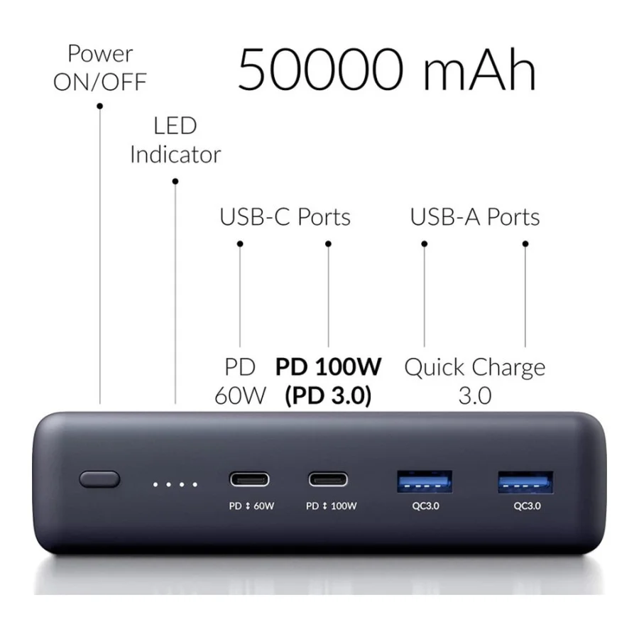 Voltero 50000mAh S50 PD/100W QC/3.0/18W USB-Cx2, USB-Ax2 (8720828063200, 6090537940980)