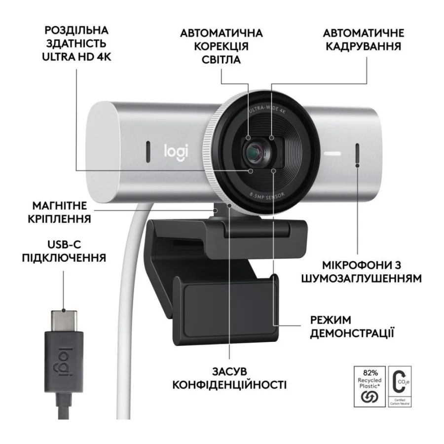 Logitech MX Brio 4K Pale Gray (960-001550, 960-001555)