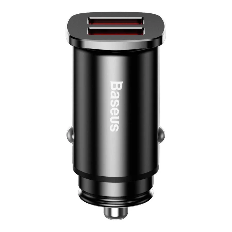 Baseus USB Car Charger Square Metal Quick Charger 3.0 2xUSB 30W Black (CCALL-DS01)
