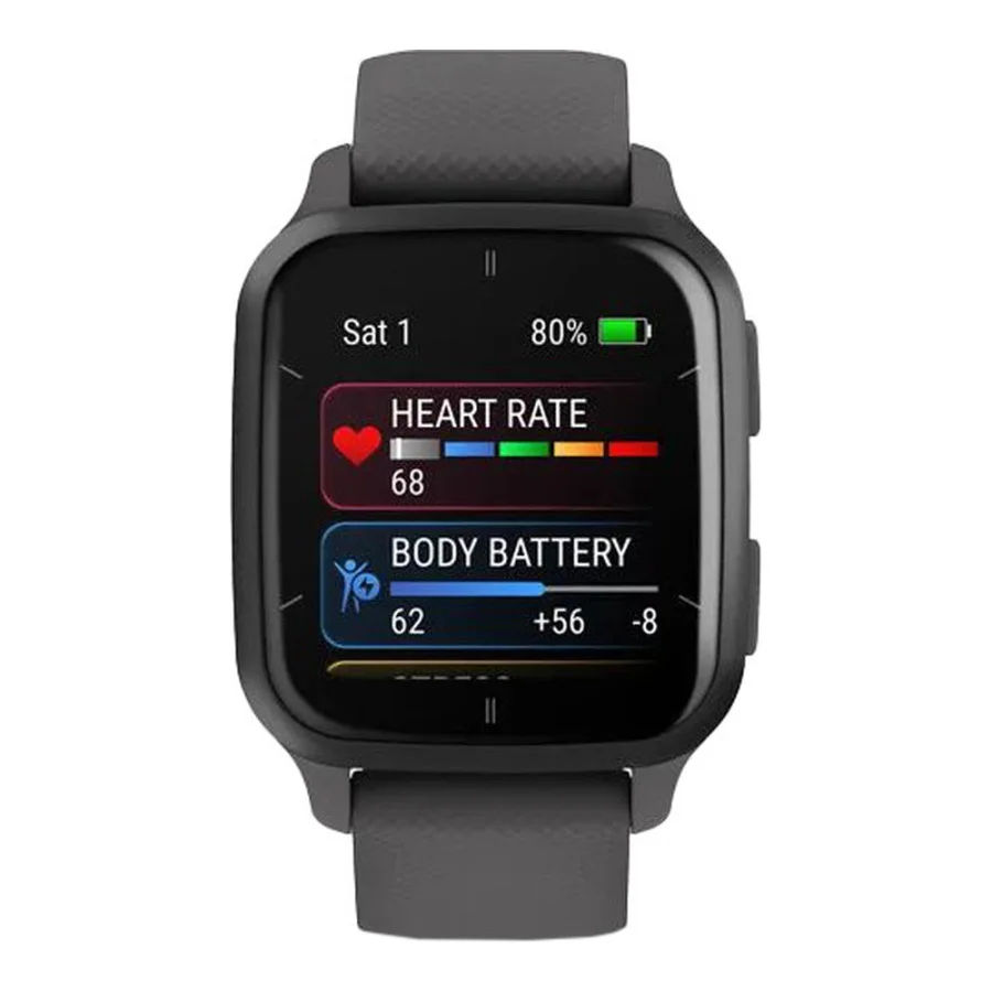 Garmin Venu Sq 2 Slate Aluminum Bezel with Shadow Gray Case and Silicone Band (010-02701-00/10)