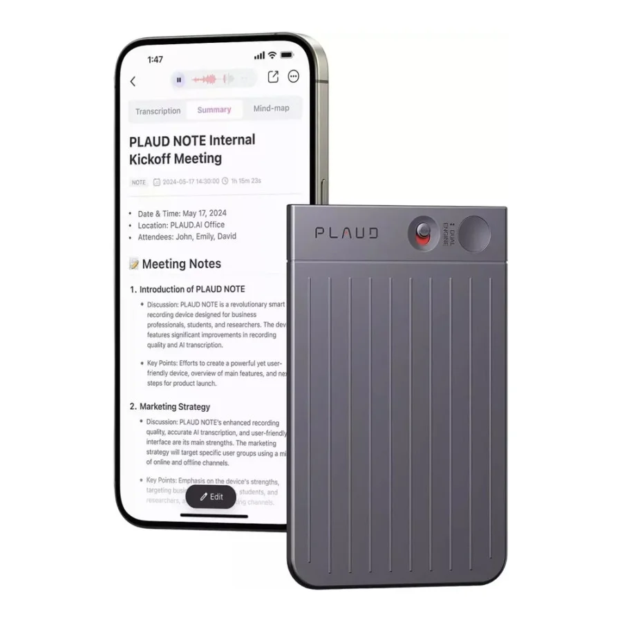 PLAUD Note ChatGPT Empowered AI Voice Recorder Black