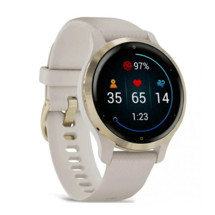 Garmin Venu 2S Light Gold Stainless Steel Bezel with Light Sand Case and Silicone Band (010-02429-01/11)