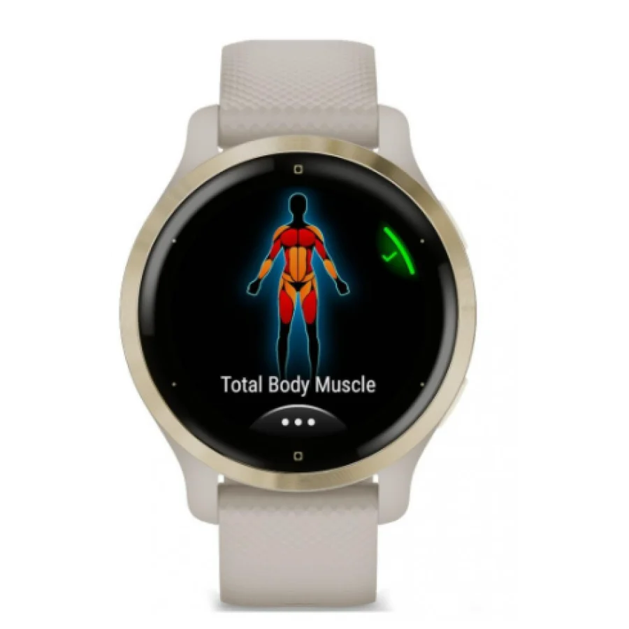 Garmin Venu 2S Light Gold Stainless Steel Bezel with Light Sand Case and Silicone Band (010-02429-01/11)