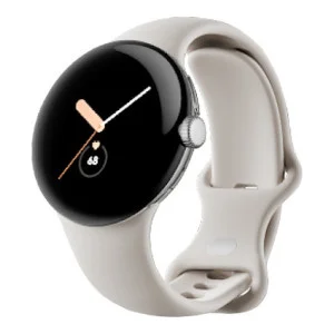 Google Pixel Watch LTE Polished Silver Case/Chalk Active Band