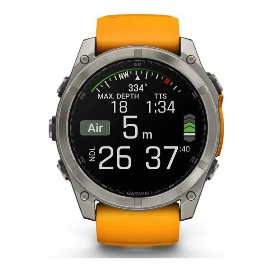Garmin Fenix 8 51mm AMOLED Sapphire Titanium w. Spark Orange/Graphite Silicone Band (010-02905-10/11/53)