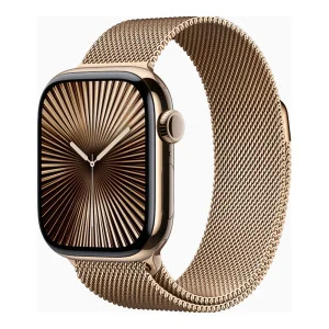 Apple Watch Series 10 GPS + Cellular 42mm Gold Titanium Case w. Gold Milanese Loop (MX083)