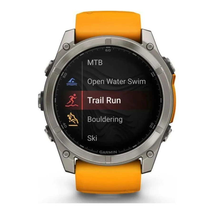 Garmin Fenix 8 51mm AMOLED Sapphire Titanium w. Spark Orange/Graphite Silicone Band (010-02905-10/11/53)