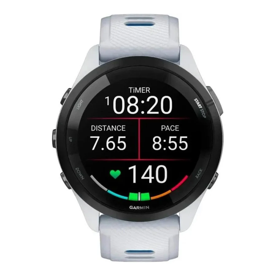 Garmin Forerunner 265 Black Bezel w. Whitestone Case and Whitestone/Tidal Blue S. Band (010-02810-01/11/51)