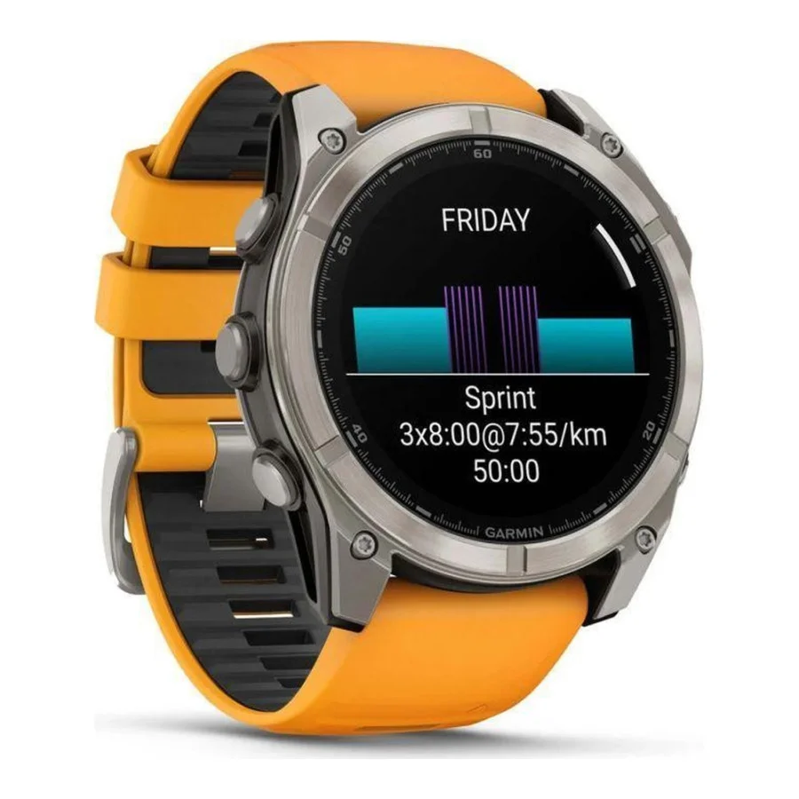 Garmin Fenix 8 51mm AMOLED Sapphire Titanium w. Spark Orange/Graphite Silicone Band (010-02905-10/11/53)