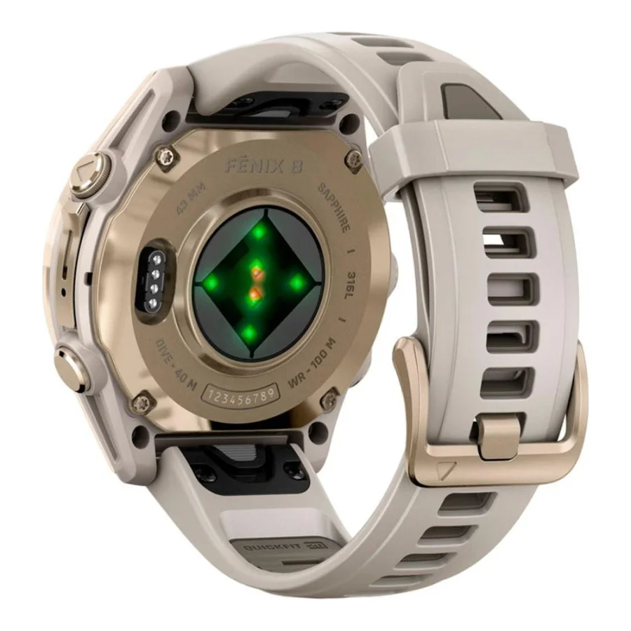 Garmin Fenix 8 43mm AMOLED Sapphire Soft Gold w. Fog Gray/Dark Sandstone S. Band (010-02903-10/11/18)