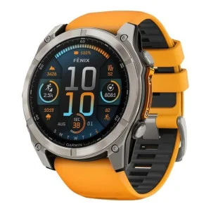 Garmin Fenix 8 51mm AMOLED Sapphire Titanium w. Spark Orange/Graphite Silicone Band (010-02905-10/11/53)